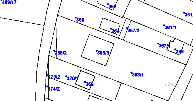 Parcela st. 368/3 v KÚ Březina u Křtin, Katastrální mapa