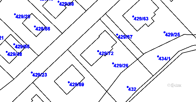 Parcela st. 429/72 v KÚ Březina u Křtin, Katastrální mapa