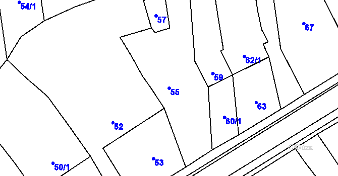Parcela st. 55 v KÚ Proseč u Březiny, Katastrální mapa