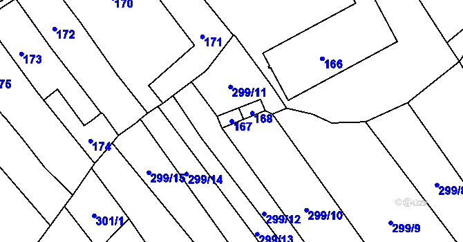 Parcela st. 167 v KÚ Proseč u Březiny, Katastrální mapa