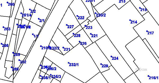 Parcela st. 226 v KÚ Proseč u Březiny, Katastrální mapa