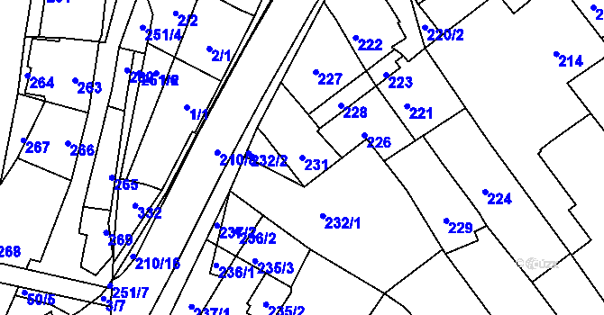 Parcela st. 231 v KÚ Proseč u Březiny, Katastrální mapa