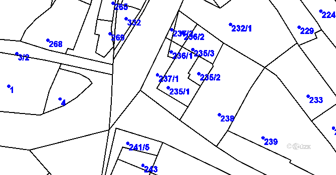Parcela st. 235/1 v KÚ Proseč u Březiny, Katastrální mapa