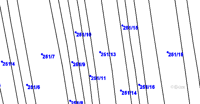 Parcela st. 251/13 v KÚ Proseč u Březiny, Katastrální mapa