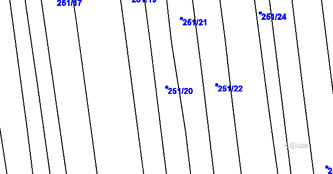 Parcela st. 251/20 v KÚ Proseč u Březiny, Katastrální mapa