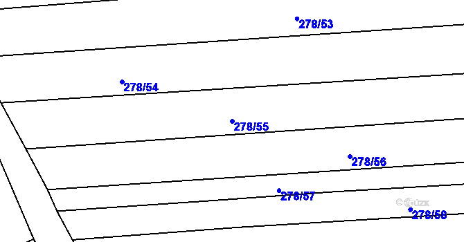 Parcela st. 278/55 v KÚ Proseč u Březiny, Katastrální mapa