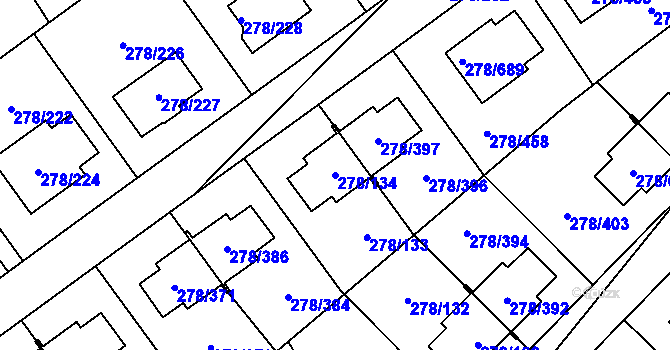 Parcela st. 278/134 v KÚ Proseč u Březiny, Katastrální mapa