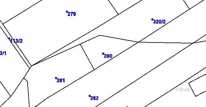 Parcela st. 280 v KÚ Proseč u Březiny, Katastrální mapa