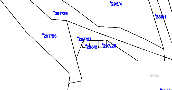 Parcela st. 296/2 v KÚ Proseč u Březiny, Katastrální mapa
