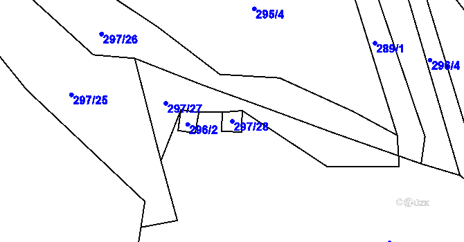 Parcela st. 297/28 v KÚ Proseč u Březiny, Katastrální mapa