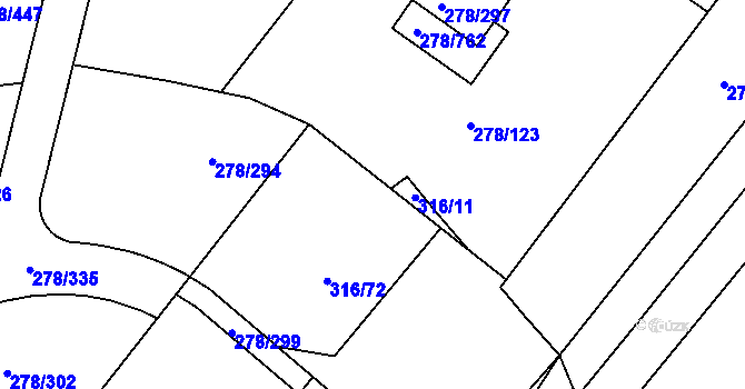 Parcela st. 278/461 v KÚ Proseč u Březiny, Katastrální mapa