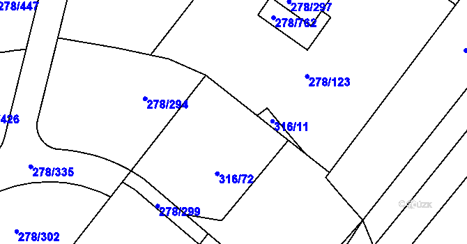 Parcela st. 278/462 v KÚ Proseč u Březiny, Katastrální mapa