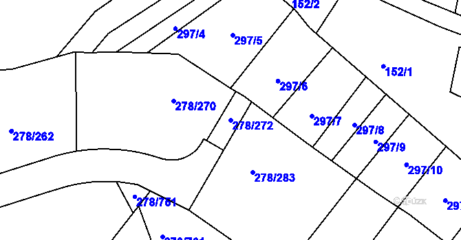 Parcela st. 278/272 v KÚ Proseč u Březiny, Katastrální mapa