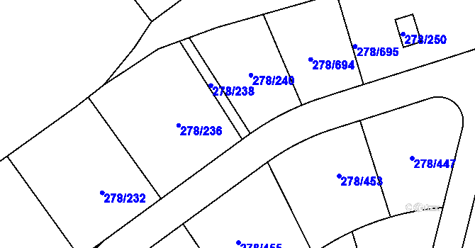 Parcela st. 278/239 v KÚ Proseč u Březiny, Katastrální mapa