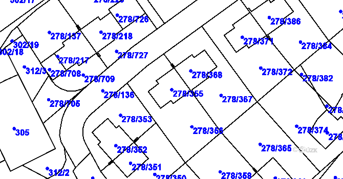 Parcela st. 278/355 v KÚ Proseč u Březiny, Katastrální mapa