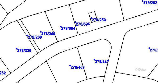 Parcela st. 278/280 v KÚ Proseč u Březiny, Katastrální mapa