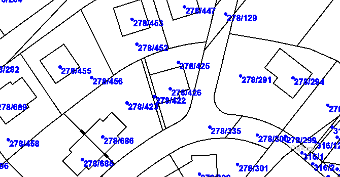 Parcela st. 278/426 v KÚ Proseč u Březiny, Katastrální mapa