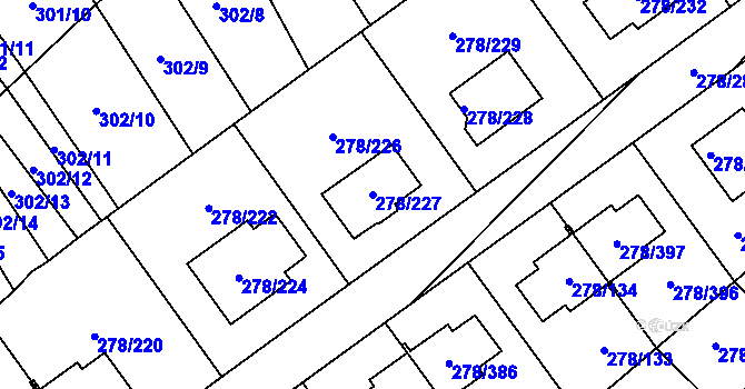 Parcela st. 278/227 v KÚ Proseč u Březiny, Katastrální mapa