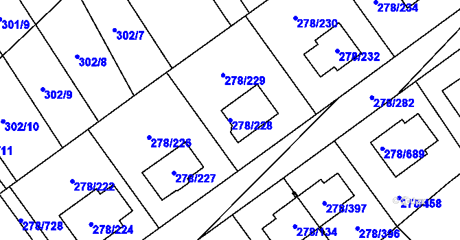 Parcela st. 278/228 v KÚ Proseč u Březiny, Katastrální mapa