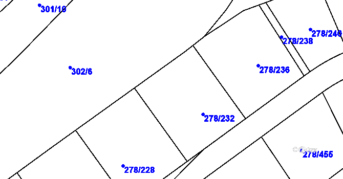 Parcela st. 278/230 v KÚ Proseč u Březiny, Katastrální mapa