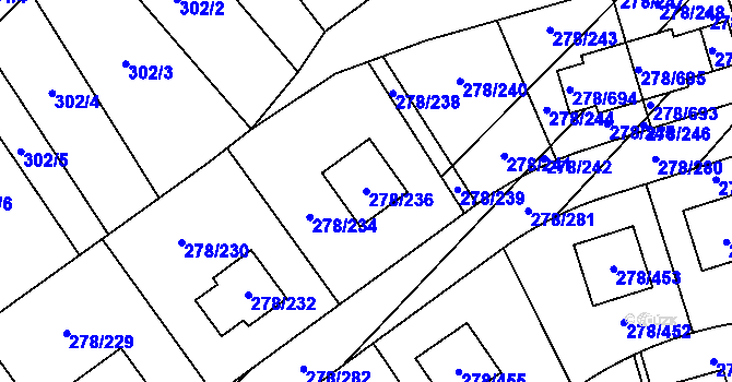 Parcela st. 278/236 v KÚ Proseč u Březiny, Katastrální mapa