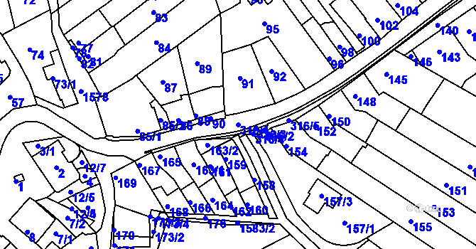 Parcela st. 316/1 v KÚ Březina u Tišnova, Katastrální mapa