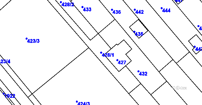 Parcela st. 428/1 v KÚ Březina u Tišnova, Katastrální mapa