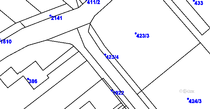 Parcela st. 423/4 v KÚ Březina u Tišnova, Katastrální mapa