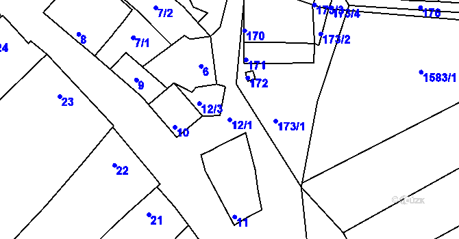 Parcela st. 12/1 v KÚ Březina u Tišnova, Katastrální mapa