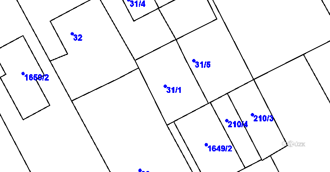 Parcela st. 31/1 v KÚ Březina u Tišnova, Katastrální mapa