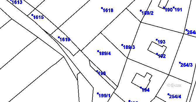 Parcela st. 189/4 v KÚ Březina u Tišnova, Katastrální mapa