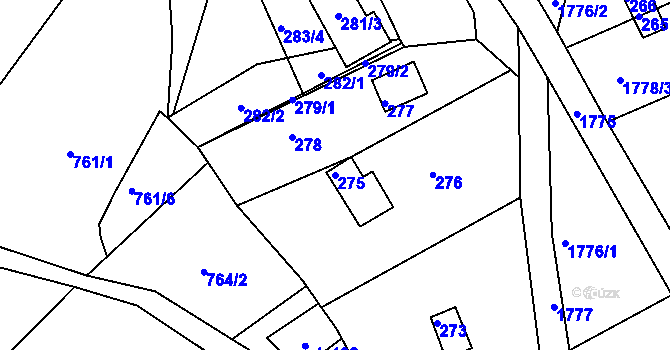 Parcela st. 275 v KÚ Březina u Tišnova, Katastrální mapa