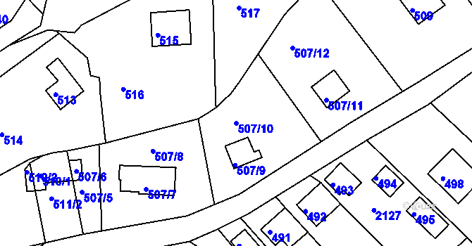 Parcela st. 507/10 v KÚ Březina u Tišnova, Katastrální mapa