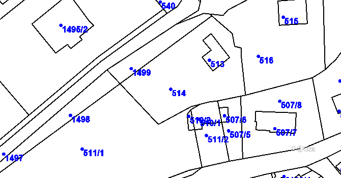 Parcela st. 514 v KÚ Březina u Tišnova, Katastrální mapa