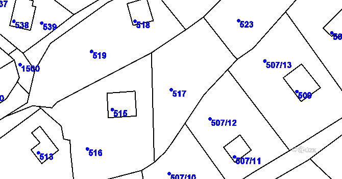 Parcela st. 517 v KÚ Březina u Tišnova, Katastrální mapa