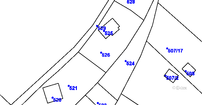 Parcela st. 526 v KÚ Březina u Tišnova, Katastrální mapa