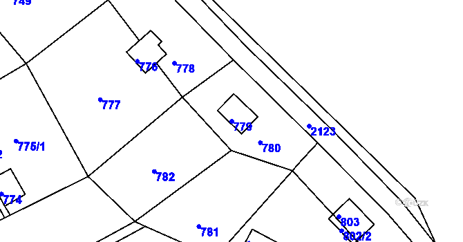 Parcela st. 779 v KÚ Březina u Tišnova, Katastrální mapa