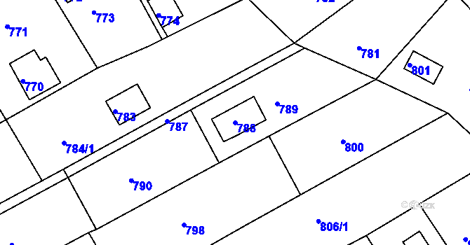 Parcela st. 788 v KÚ Březina u Tišnova, Katastrální mapa