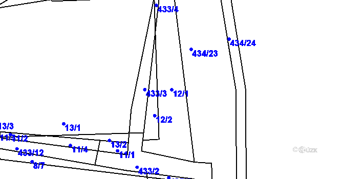 Parcela st. 12/1 v KÚ Březiněves, Katastrální mapa