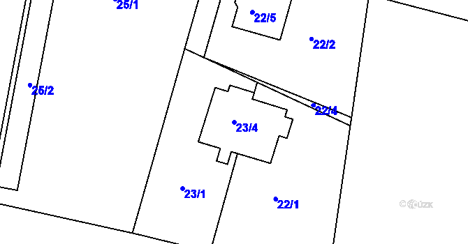 Parcela st. 23/4 v KÚ Březiněves, Katastrální mapa