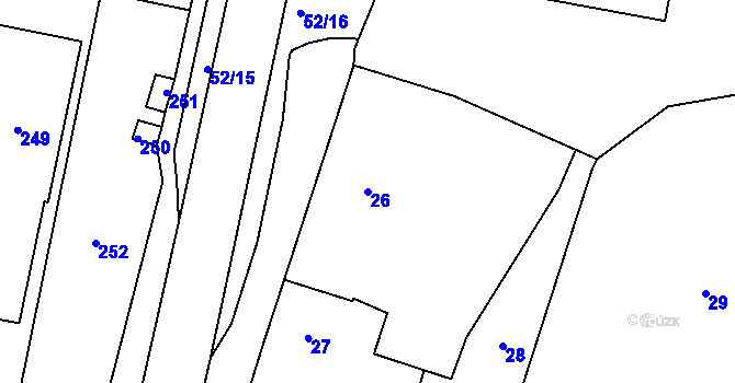 Parcela st. 26 v KÚ Březiněves, Katastrální mapa