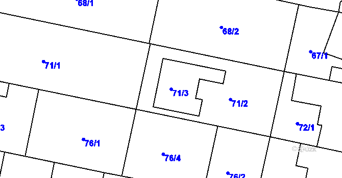 Parcela st. 71/3 v KÚ Březiněves, Katastrální mapa