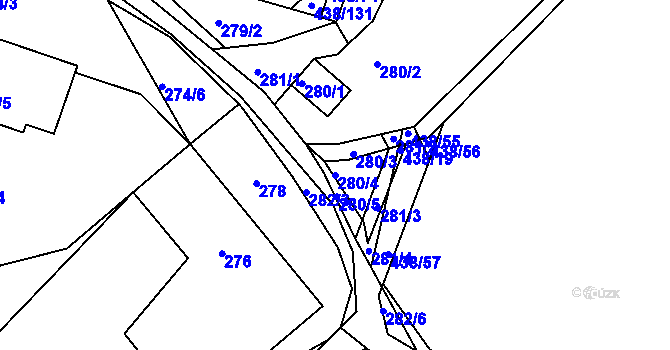 Parcela st. 280/4 v KÚ Březiněves, Katastrální mapa