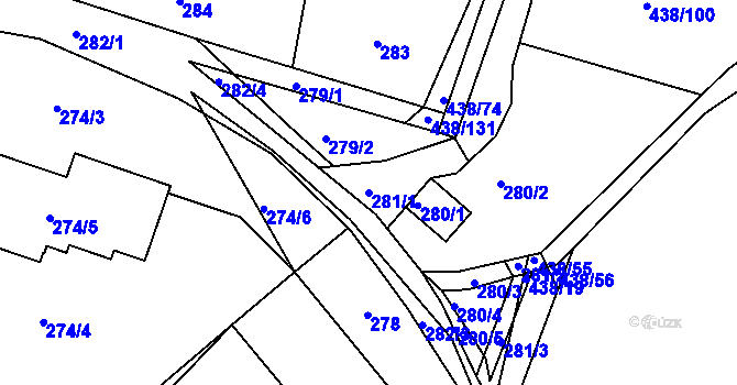 Parcela st. 281/1 v KÚ Březiněves, Katastrální mapa