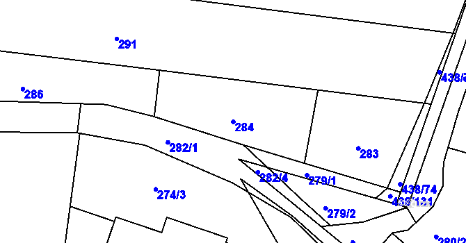 Parcela st. 284 v KÚ Březiněves, Katastrální mapa