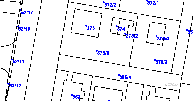Parcela st. 375/1 v KÚ Březiněves, Katastrální mapa