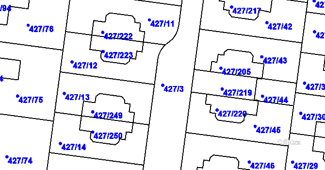 Parcela st. 427/3 v KÚ Březiněves, Katastrální mapa