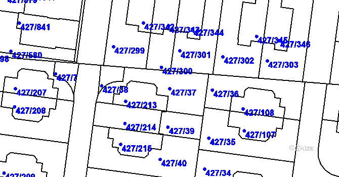 Parcela st. 427/37 v KÚ Březiněves, Katastrální mapa