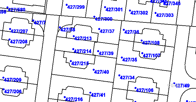 Parcela st. 427/39 v KÚ Březiněves, Katastrální mapa