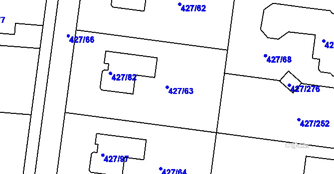 Parcela st. 427/63 v KÚ Březiněves, Katastrální mapa